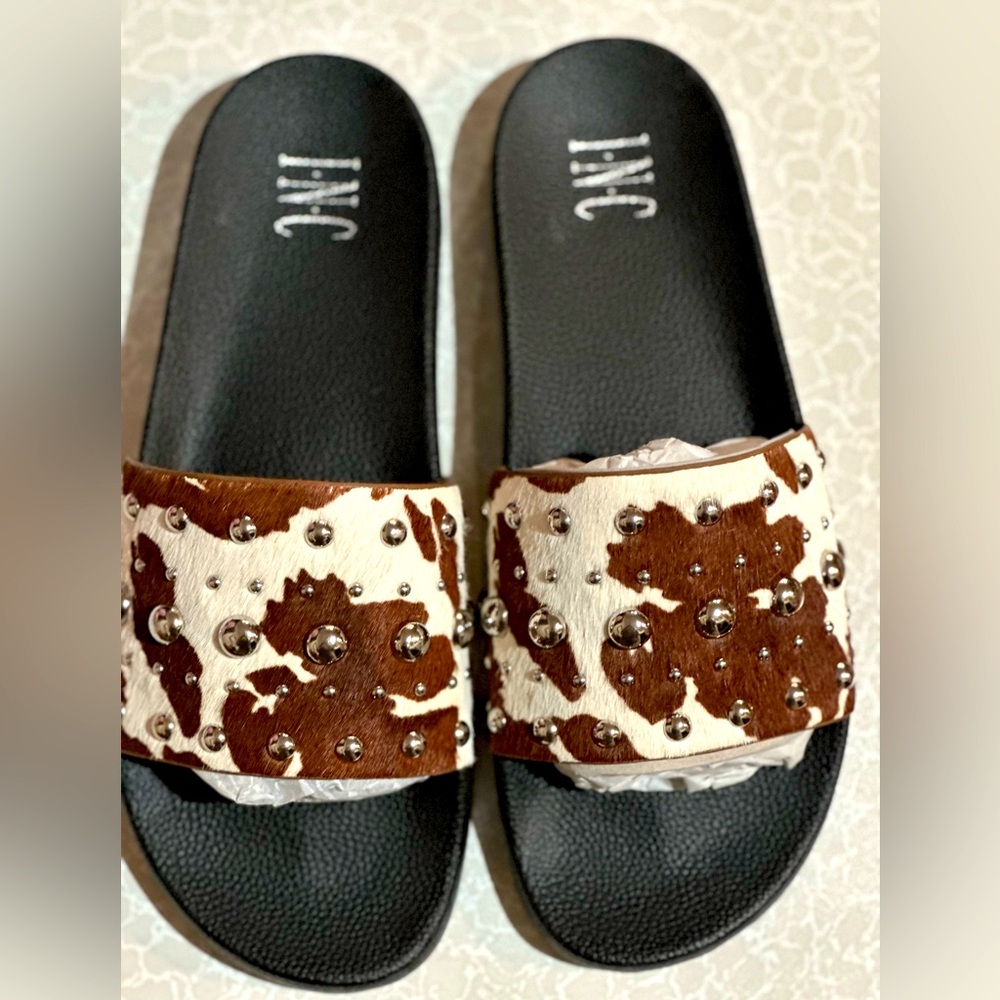 INC Brown and Beige Slides